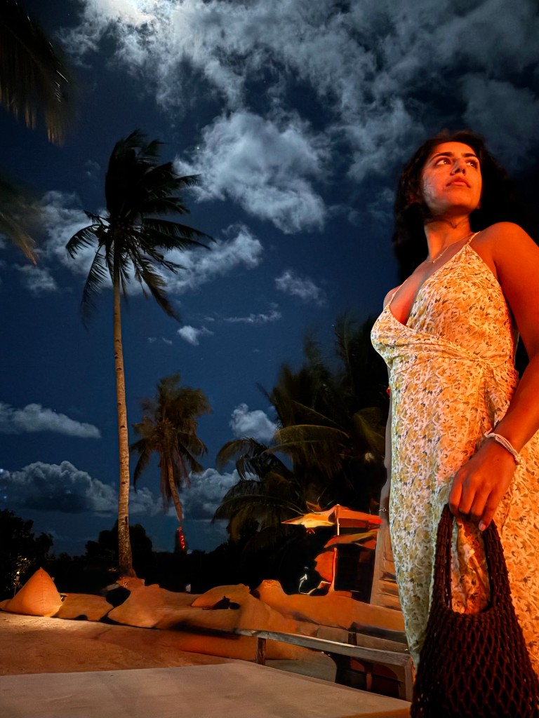 Full moon night at an open beach club in General Luna